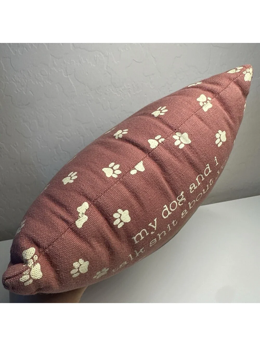 Primitive By Kathy Funny My Dog & I Talk About You Mini Decorative Throw Pillow